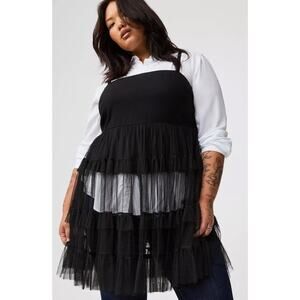 NWT Torrid Challis Mesh Tiered Tunic Top 4X Whimsygoth Sheer Layered Black